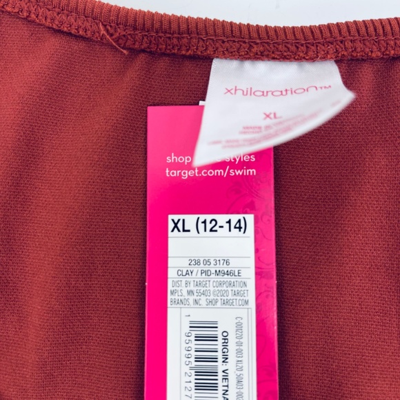 Xhilaration Swin Sz XL (12-14) Women’s High Leg Scoop Waist Red New - Picture 6 of 7